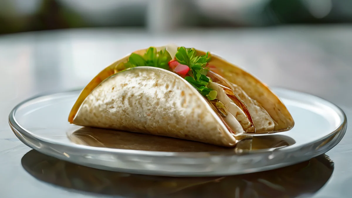 Un plat de tacos avec diverses garnitures et condiments.