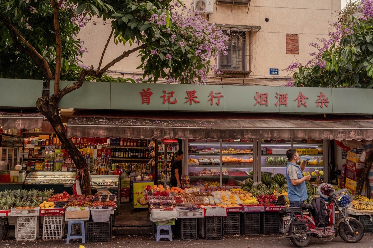 Bali market with colorful fruits